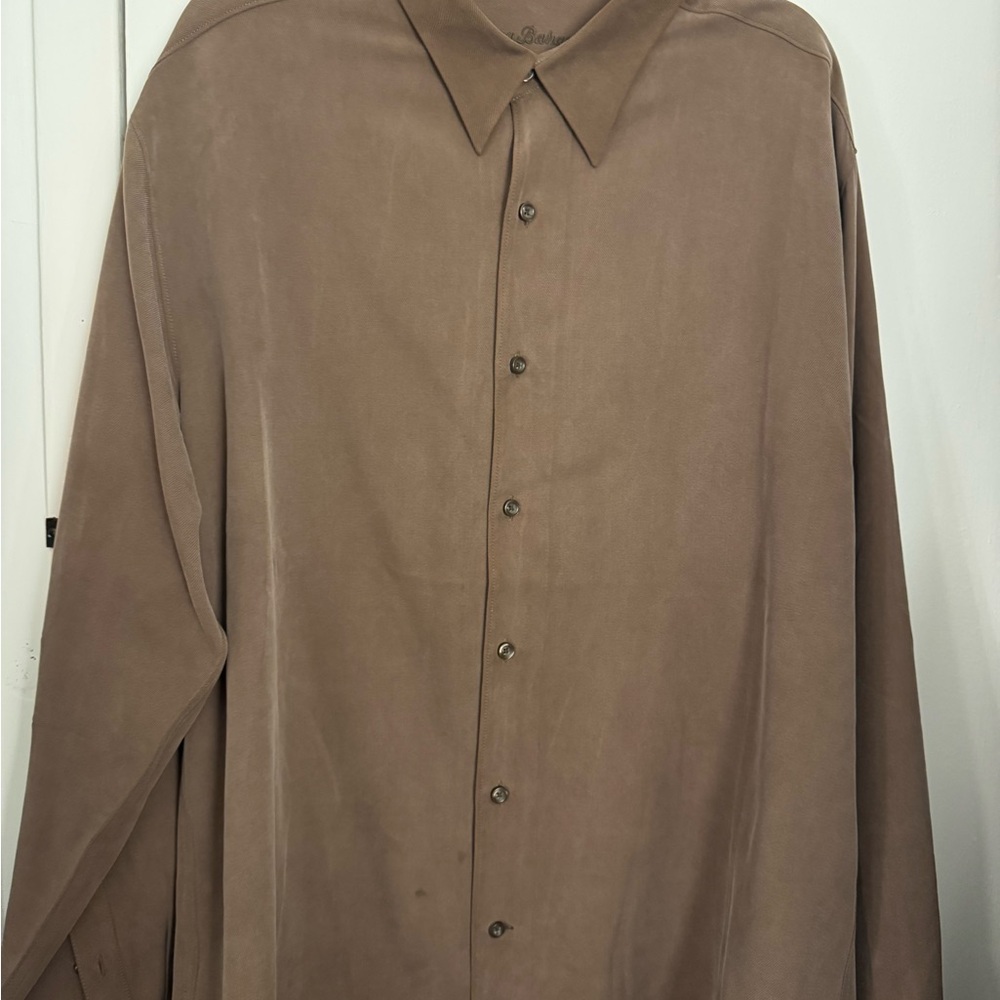 Tommy Bahama brown silk/wool button down XL
